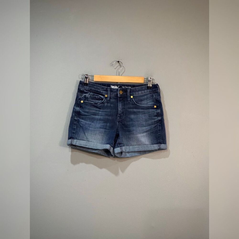 Mossimo Dark Wash High Rise Midi Denim Shorts Size 2 (26) EUC